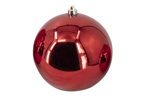 Boule de Noël rouge lustrée en plastique