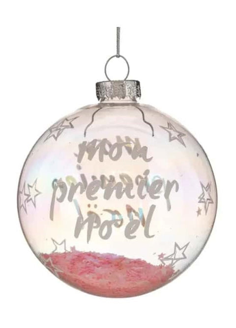 Boule de Noël "Mon premier Noël" rose