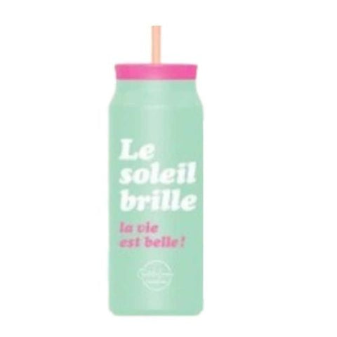 Bouteille avec paille "Le soleil brille, la vie est belle" - Chantal Lacroix