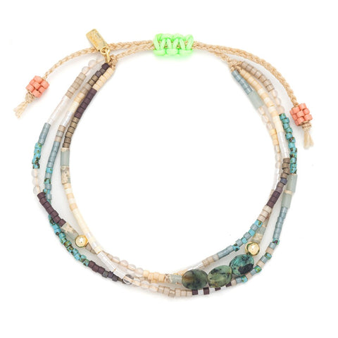 Bracelet ajustable – Turquoise africaine et perles Miyuki