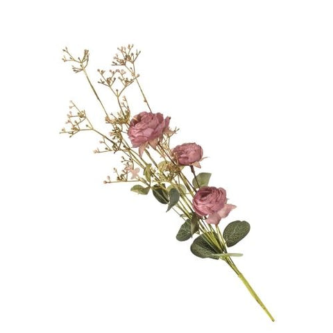Branche décorative de renoncules prune avec eucalyptus
