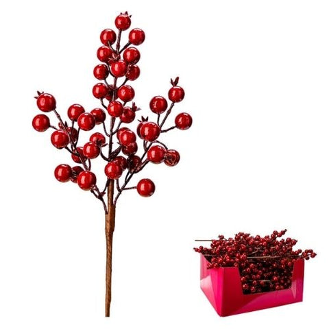 Branche de baies laquées rouge