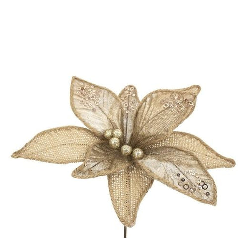 Pic de poinsettia en jute