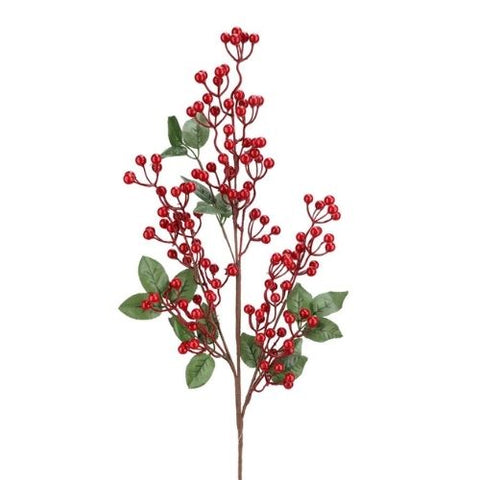 Tige décorative de feuillage et de baies rouges