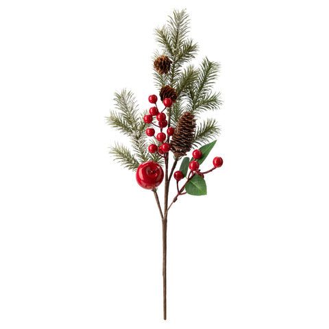 Branche décorative de pin avec baies rouges