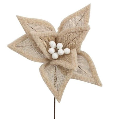 Pic de poinsettia or avec baies blanches