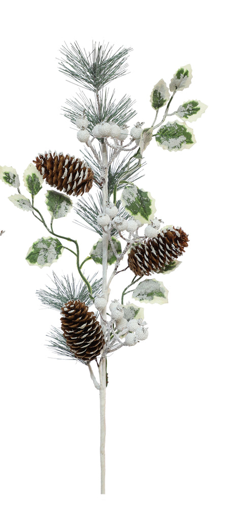 Branche décorative enneigée avec cocottes