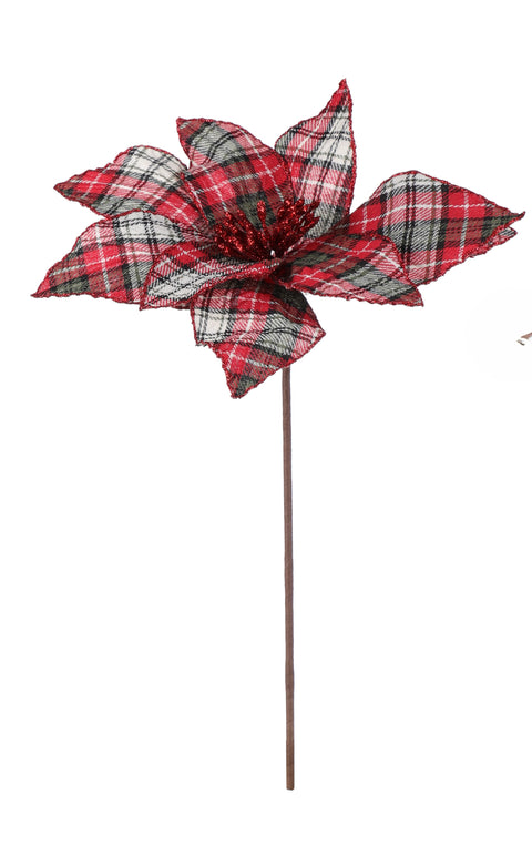 Branche de poinsettia en tissu écossais