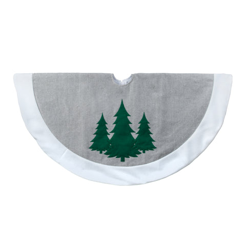 Cache-pied de sapin en tissu gris et blanc