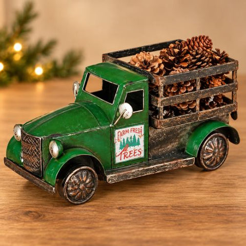Camion de Noël en métal vert avec aimants