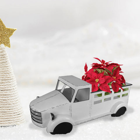 Vase en forme de camion blanc