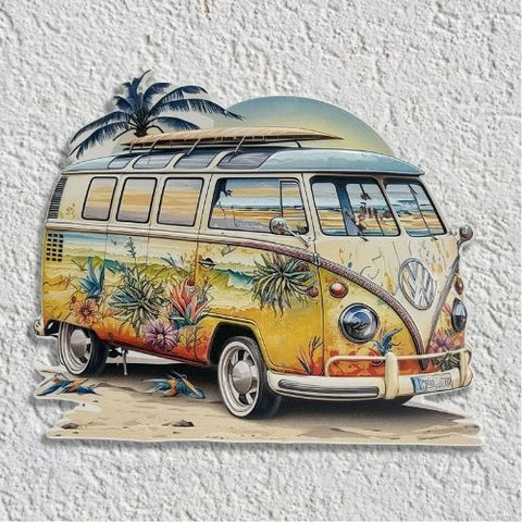 Affiche en métal – VW Bus jaune