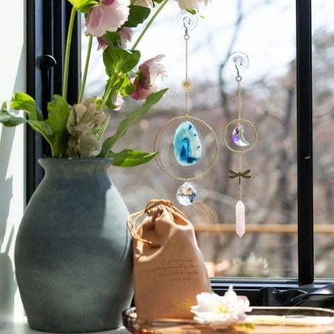 Capteur de soleil Libellule Quartz rose