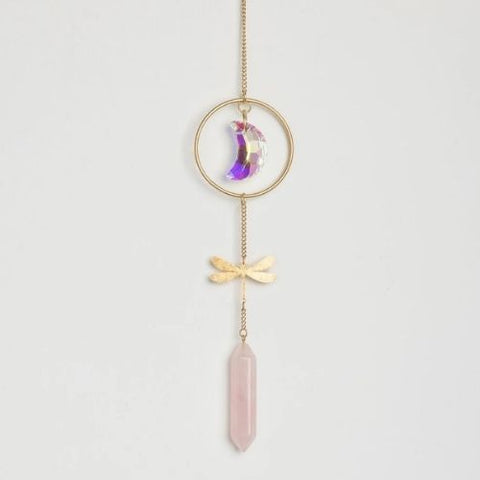 Capteur de soleil Libellule Quartz rose