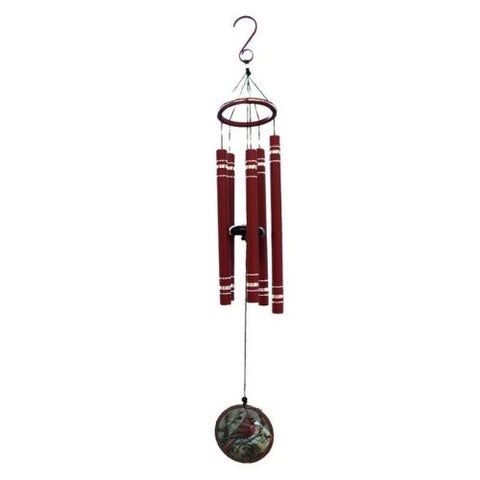 Carillon avec cardinal en verre suspendu