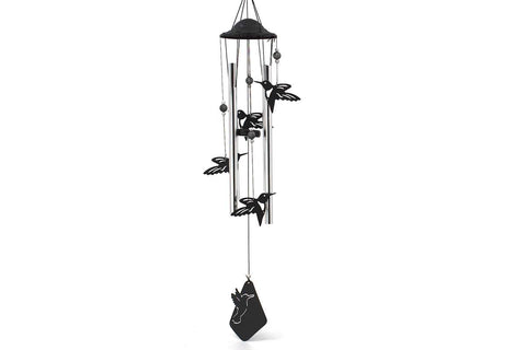 Carillon avec oiseau noir et argent