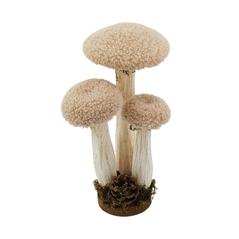 Décoration de champignons en tissu effet laine bouclée