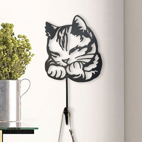 Crochet mural en métal – Chat