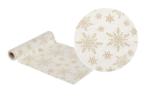 Chemin de table en velours pailleté blanc et doré