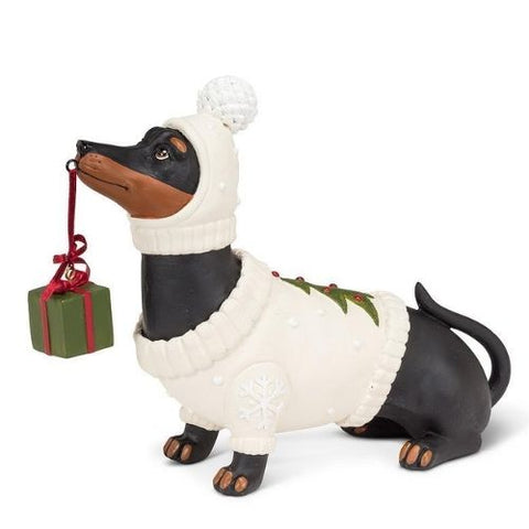 Figurine teckel décoratif avec cadeau