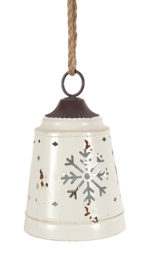 Cloche décorative suspendue en métal blanche