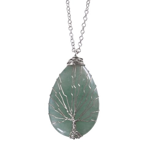 Collier arbre de vie en pierre de jade