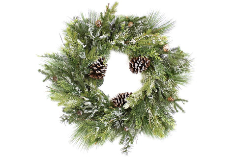 Couronne de sapinage enneigé avec cocottes