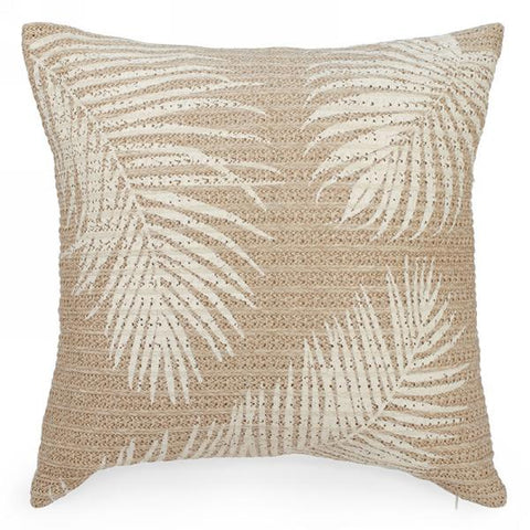 Coussin tissé naturel à motifs