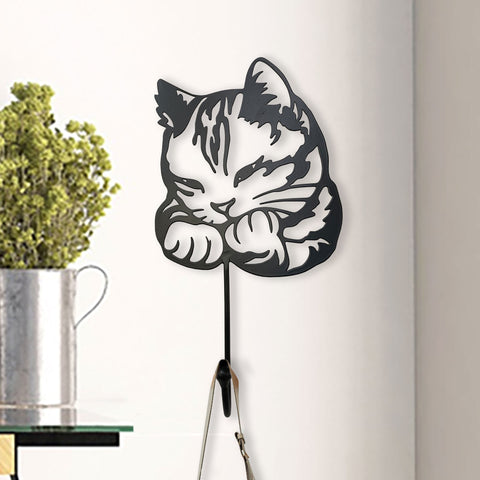 Crochet mural en métal – Chat