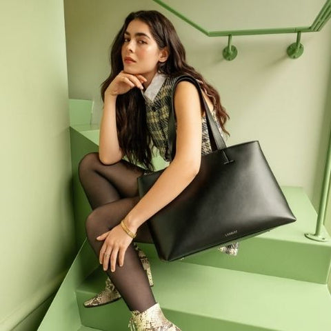 Sac fourre-tout en cuir vegan Danyka noir - Lambert