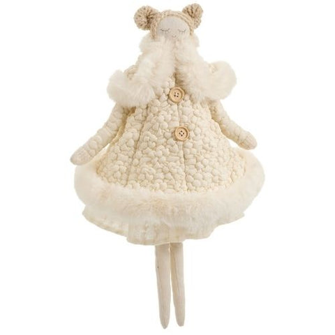 Figurine de fillette en laine beige