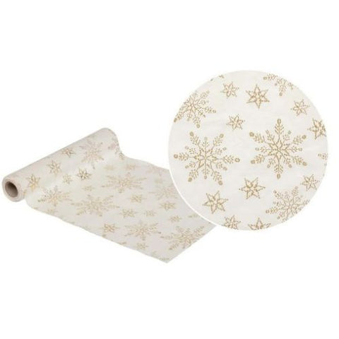 Chemin de table en velours pailleté blanc et doré