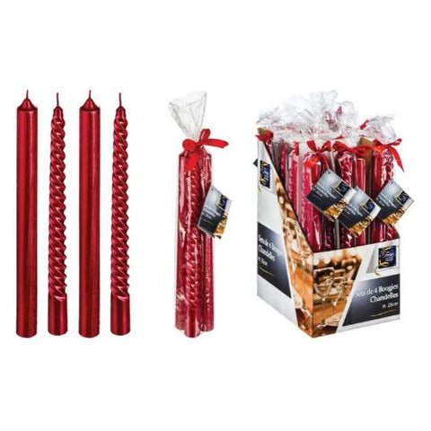 Bougies bâtons rouges pailletées et torsadées