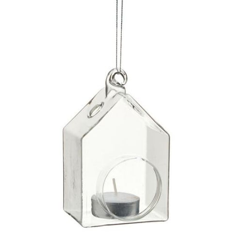 Bougeoir en verre en forme de maison