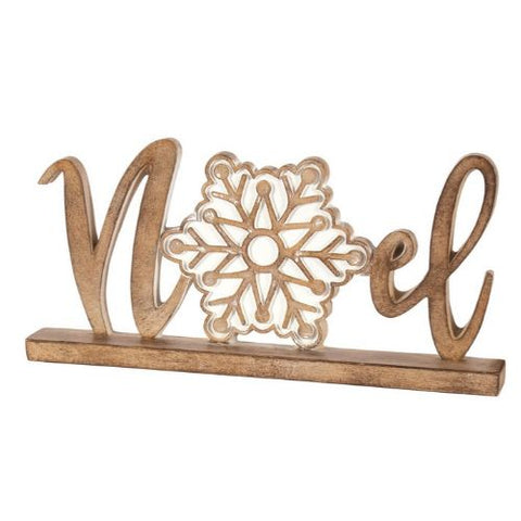 Décoration de Noël en bois "Noël" avec flocon central