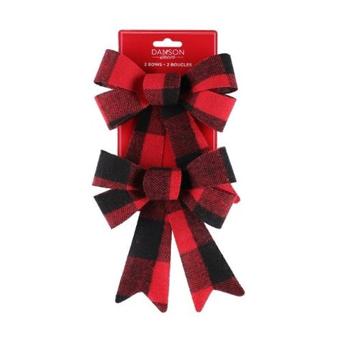 Ensemble de 2 boucles rouge et noir à grand carreau