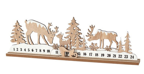 Calendrier de l’Avent en bois avec rennes et traîneau