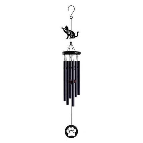 Carillon décoratif chat en métal noir