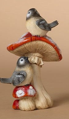 Décoration oiseaux sur champignons