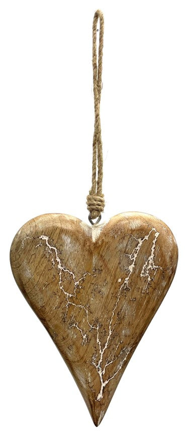 Cœur décoratif en bois naturel avec corde de jute