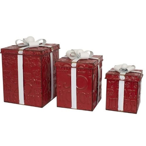 Boîte cadeau décorative en métal rouge