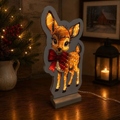 Décoration de table lumineuse à DEL "Cerf de Noël"