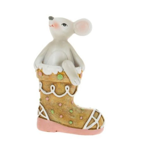Figurine souris dans botte pain d’épices