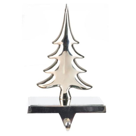 Support à bas de Noël en métal chromé sapin