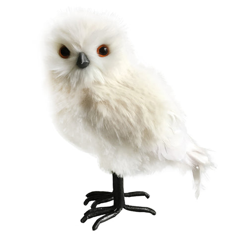 Hibou décoratif ivoire à plumes