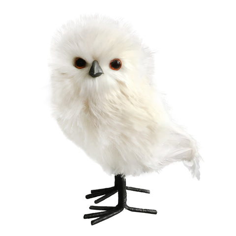Hibou décoratif ivoire à plumes