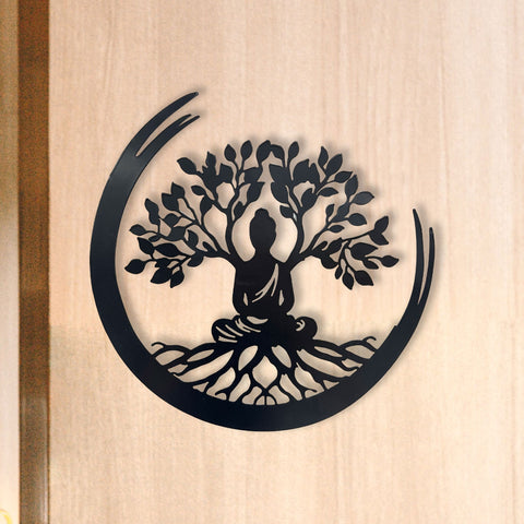 Art mural en métal – Arbre de vie de Bouddha