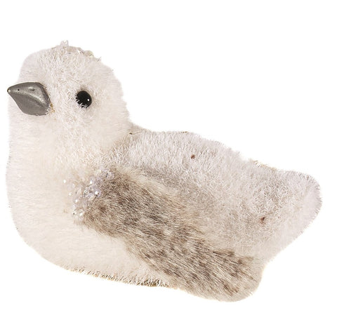 Décoration oiseau couché duveteux