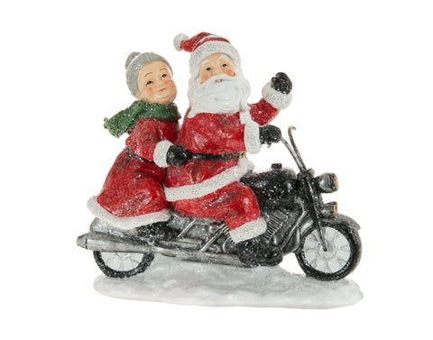 Décoration Père Noël et Mère Noël en moto