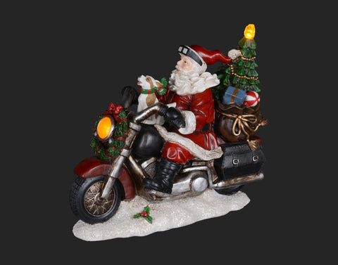 Décoration Père Noël en moto avec lumières
